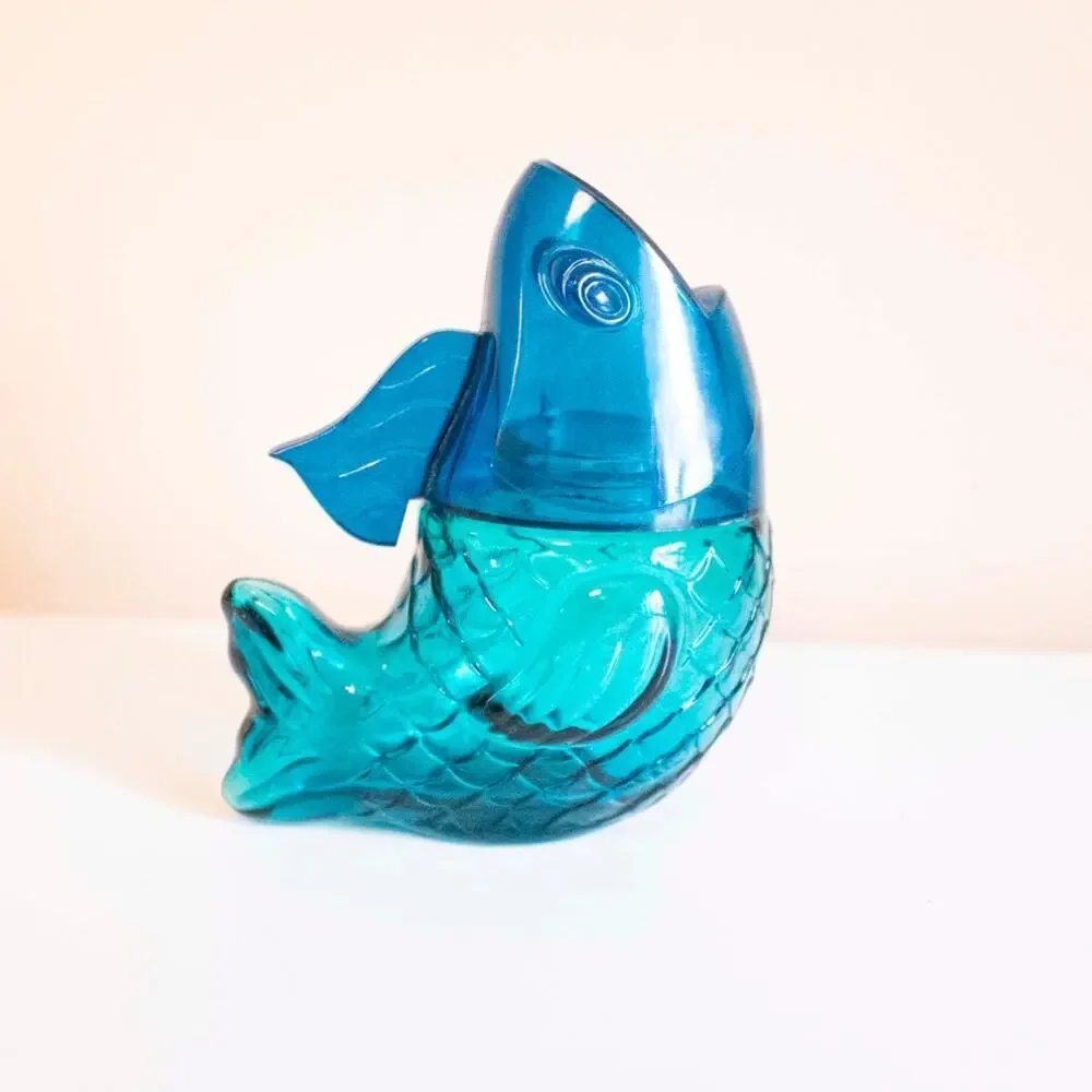 Blue Fish Avon Bottle | Vintage Glass and Plastic Decanter